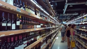vendita di vino in un grande mall